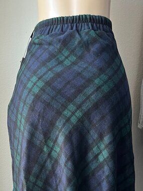 Ylingjun Long Plaid Wool Skirt